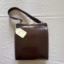 Escort Vintage Alligator Box Bag Brown Top Handle Structured Handbag picture
