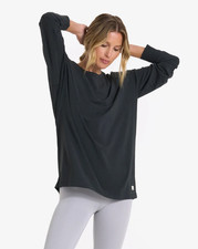 Vuori Top Womens Medium Black Long Sleeve Feather Tee Cotton T-Shirt picture