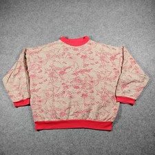 Vintage World Map Sweatshirt Unisex One Size Tan Red All Over Print Crewneck 90s picture
