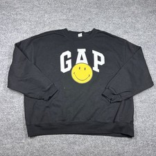 Gap Sweatshirt Mens XL Smiley Originals Black Crewneck Graphic Logo Pullover picture