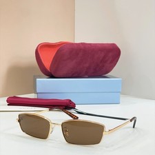 Gucci GG2177S Gold Metal Rectangular Sunglasses Brown Lenses 57-18-140 NEW picture