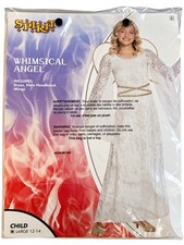 Spirit Halloween Whimsical Angel Costume Kids Large 12-14 White Wings Halo New picture