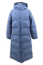 Sweaty Betty Women's Nimbus Longline Puffer Jacket Blue Down Hood Zip New picture