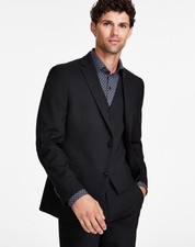 $495 NEW ALFANI MENS 42R BLACK SLIM FIT SOFT 2 PIECE SUIT WITH DRESS PANTS 34x30 picture