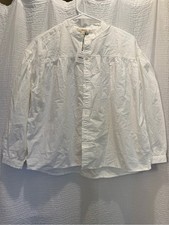 NWT AE77 Premium Poplin Gathered Band Collar Shirt 100% Cotton XS $148 Retail picture