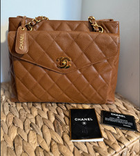 Vintage 1996 Chanel Quilted Caviar Shopper Tote Shoulder Bag Camel color picture
