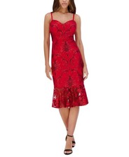 Siena Women's Embroidered Fit & Flare Dress - Red/Black Size 6 NWT picture