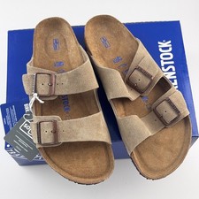Birkenstock Arizona Soft Footbed Taupe Suede Leather Sandals Men's Regular picture
