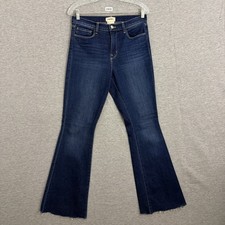 LAGENCE Womens Size 28 Dark Wash Blue Bell High Rise Stretch Denim Flare Jeans picture