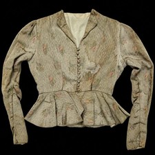 Antique Victorian Edwardian 1890s 1900 Floral Brocade Jacquard Peplum Jacket picture