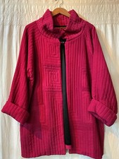 KISS of the WOLF, Cranberry Quilted SILK JACKET, Hand Painted, satin lining, XS picture