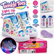 SKECHERS Twinkle Toes LED Floral High Top Sneakers Girls US 8 picture