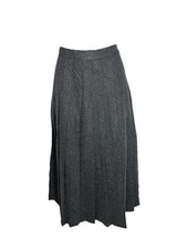 VINTAGE L.L.BEAN GRAY 100% WOOL MIDI PLEATED SKIRT MADE IN USE SZ 14 picture