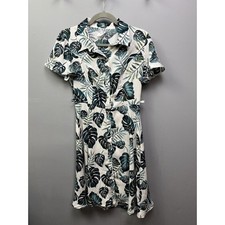 Naif Shift Dress Women's Size Petite Small PS green tropical/floral short sleeve picture