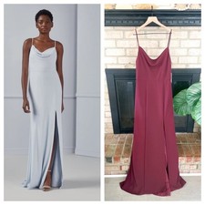 Amsale Tali Crepe Bridesmaid Maxi Dress Ruby Red Burgundy Size 8 Wedding Formal picture