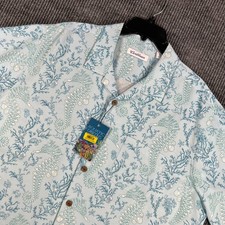 Caribbean Shirt Mens XL Extra Large Blue Geometric Short Sleeve Button Up New 1 picture