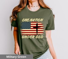 One Nation Under God T-Shirt, Christian American Flag Tee picture