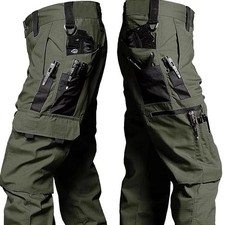 Men's Tactical Cargo Work Trousers Waterproof Multi Pocket Outdoor Hiking Pants picture