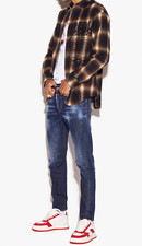 Dsquared2 Men’s Sexy Twist Blue Dark Wash Distressed Slim Jeans Size 50 $720 picture