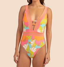 TRINA TURK Playa De Flor Plunge Front One-Piece Swimsuit 10 12 14 NEW picture