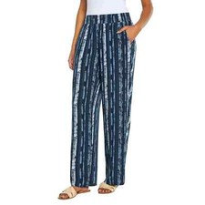Three Dots Women’s Pull-On Gauze Pants Elastic Waist Rayon Flowy Mid-Rise M–2XL picture