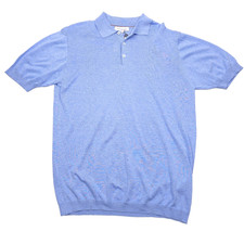 Jack Victor Light Blue Cotton & Silk Knit Tupper Polo Shirt Mens XL Made Italy picture