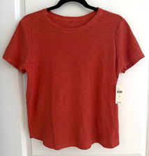 Pilcro Anthropologie Tomato Orange Short Sleeve Relaxed Fit Shirt SZ M NWT $36 picture