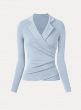 OGL ProWarm Collared Surplice Top, Blue Air picture