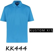 mens polo shirt kustom kit kk444 new, bright blue, XS S M L  wicking fabric, gym picture