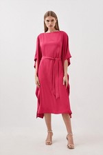 Karen Millen A-Line Midi Dress UK8 in Pink RRP £189 picture
