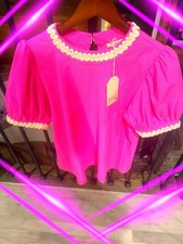 JODIFL Blouse In A Vibrant Fushia With Stunning Ivory Swirl Detail SHIPS FREE picture