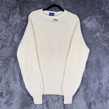 Vintage Gap Mens Cream Shaker Knit Crewneck Sweater Ramie Cotton Blend Medium picture