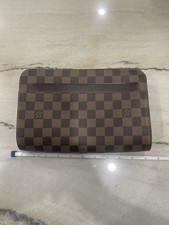Authentic LOUIS VUITTON Damier Ebene Pochette Saint Louis Clutch Bag Bro… picture