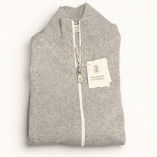 Brunello Cucinelli Zip Sweater Men 50 Cardigan Zip Up Cashmere Grey picture