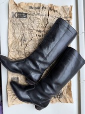 VTG 1971 Saks Fifth Avenue Leather Riding Boots Made in England Red Lining 4.5M picture