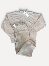 Alo Unisex Gray Fleece Sweatsuit Set Small 2pc Relaxed Mock Neck Elastic Waist picture