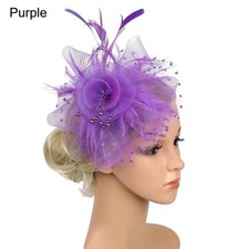 New Mesh Flower Fascinator Hair Clip, Wedding Feather Headband, Tea Party, Fast  picture