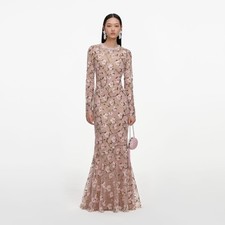 self portrait PINK FLORAL SEQUIN MAXI DRESS $ 895 Size US 4 UK 8 picture