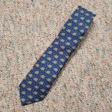 Vineyard Vines Tie Boys OS Blue Christmas Tree Woody Wagon Silk Holiday Preppy picture