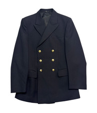 vtg 1977 German Bundesmarine 36R Midnight Navy Double Breasted Blazer Jacket picture