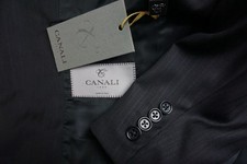 Canali 1934 Current Black Striped 100% Wool 2 Pc Suit Jacket Pants 40 BRAND NEW picture