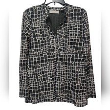 Liz Claiborne med minimalist empire waist b&w geo design long sleeve top women picture