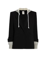 NEW, Cinq A sept Khloe Hooded Khloe Jacket in Black Heather Jacket Sz 6 #SJ2664 picture