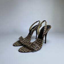 Vintage GIVENCHY 4G Monogram Canvas Slingback Heels Pointed Toe Pumps Size 37.5 picture