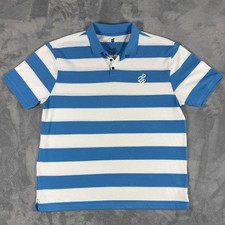 Vintage Rocawear Polo Shirt Mens Size 2XL Blue White Stripe Knit Logo Casual Y2K picture