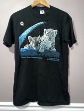 VINTAGE 1990's WWF WORLD WILDLIFE FUND CUBS IN SPACE SHIRT medium picture