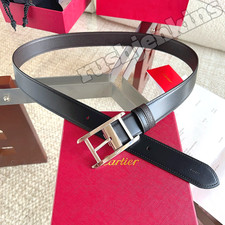 CARTIER Must De Cartier Black Leather Belt Executive Luxury Men's Belt picture