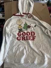 OFFICIAL PEANUTS HOLIDAY “GOOD GRIEF” PULLOVER HOODIE SWEATSHIRT - GIRLS XL picture