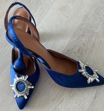 Badgley Mischka One-of-a-Kind Sample Blue Crystal Formal Shoes French Heels 8.5 picture