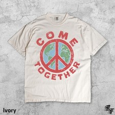 Peace Sign Earth Graphic Tee Come Together Hippie Groovy Globe Men & Women picture